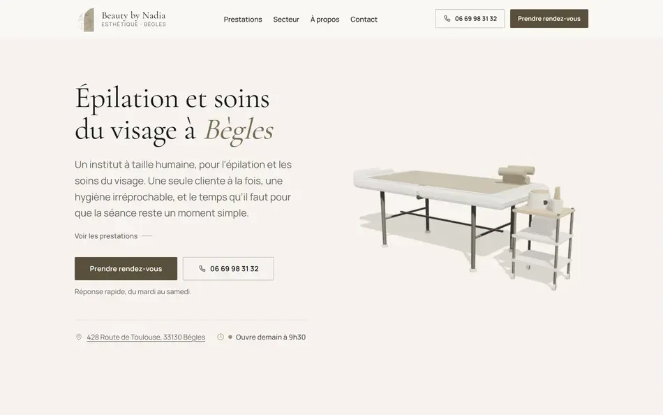Capture du site Beauty by Nadia